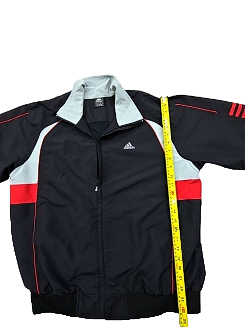 Adidas Men's Black Striped Cotton Track Jacket L Zip USA