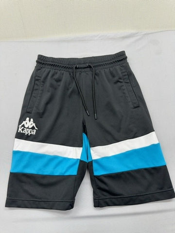 Kappa Men's Color Block Athletic Shorts Small Black Blue White Drawstring