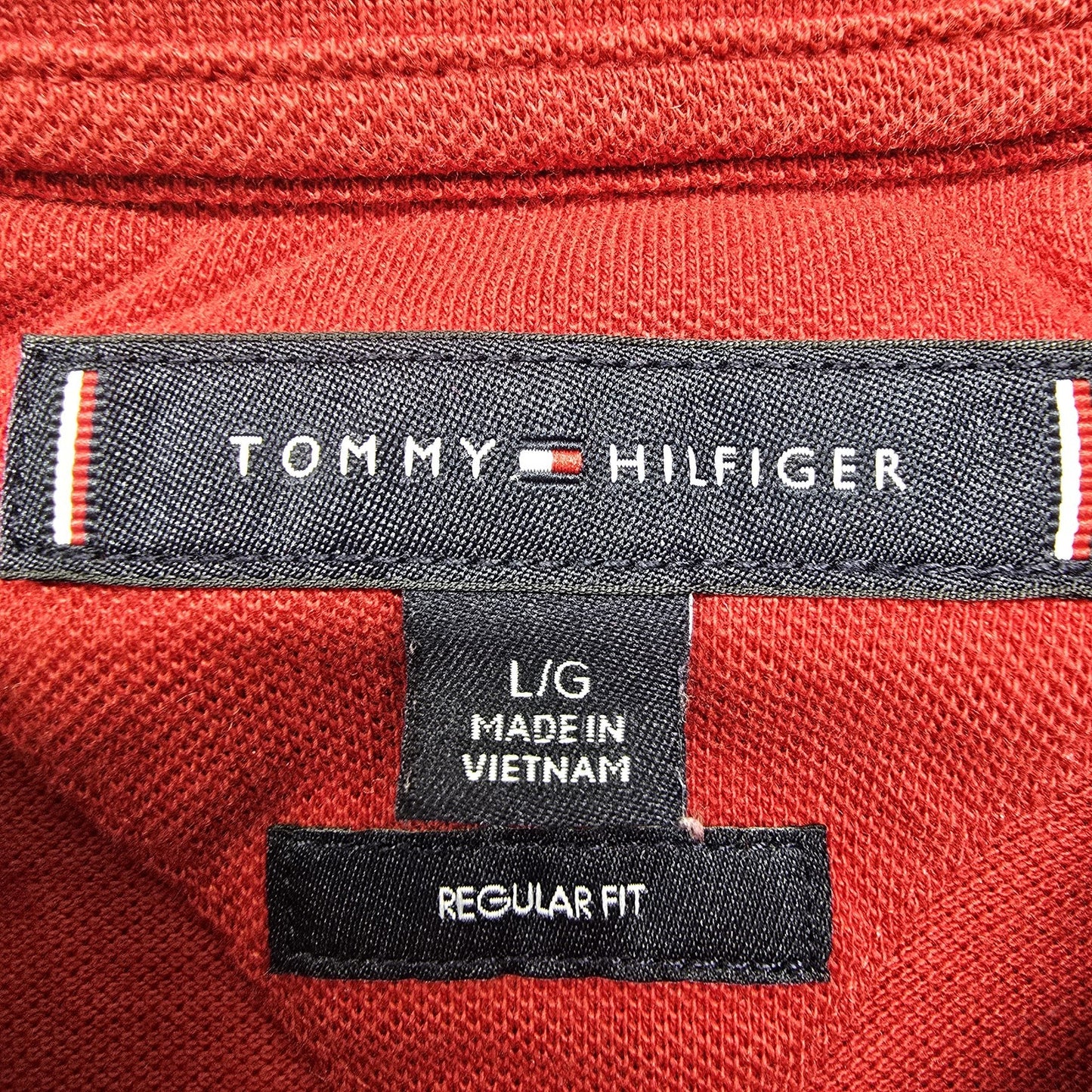 Tommy Hilfiger Men's Red Tipped Collar Polo Shirt Size L/G