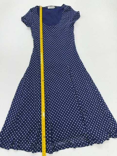 Special Basics Women Navy Blue Polka Dot Fit & Flare Dress Size M Good Cond