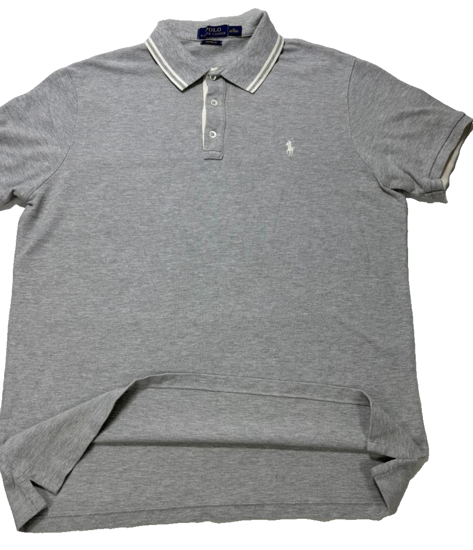Polo Ralph Lauren Custom Fit Gray Polo Shirt XL 100% Cotton XL