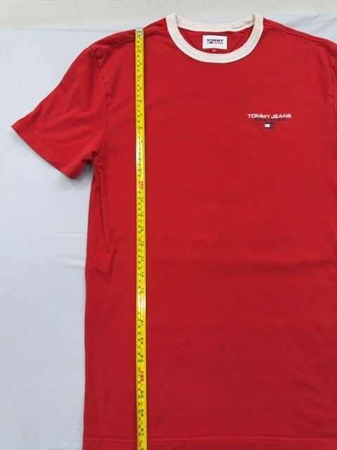 Tommy Jeans Men's Red Short Sleeve T-Shirt XS Cotton Crew Neck