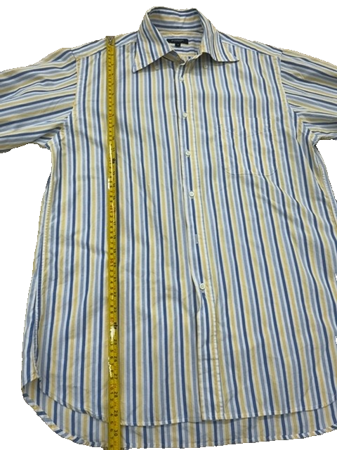 Burberry London Men's Blue Yellow Stripe Dress Shirt Size 39