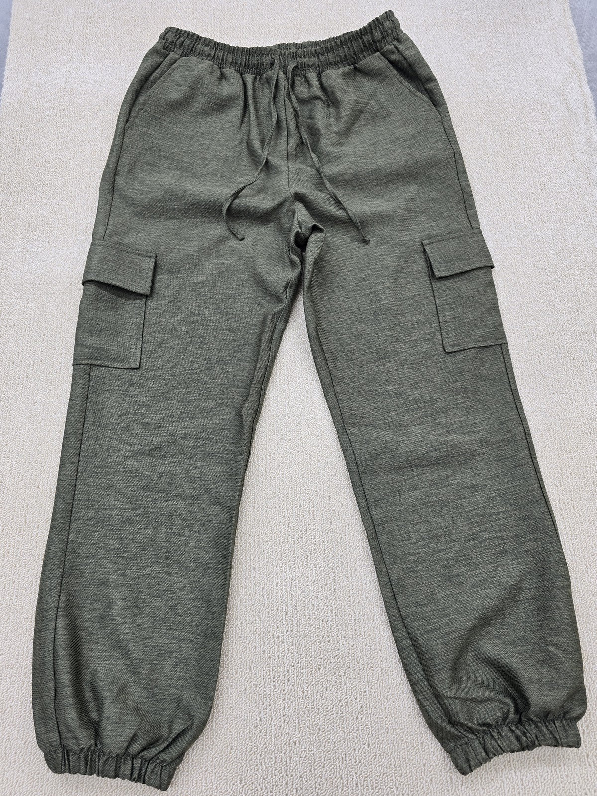 Ole by Koton Women's Gray Wide Leg Cargo Pants High Rise Pockets