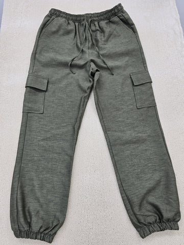Ole by Koton Women's Gray Wide Leg Cargo Pants High Rise Pockets
