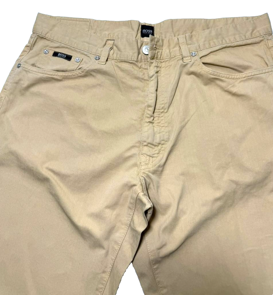Hugo Boss Arkansas 1 Regular Fit Cotton Chino Jeans In A Beige - Size 36
