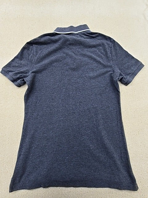 Burberry Grey Cotton Polo Shirt Men's M Short Sleeve Embroidered Logo