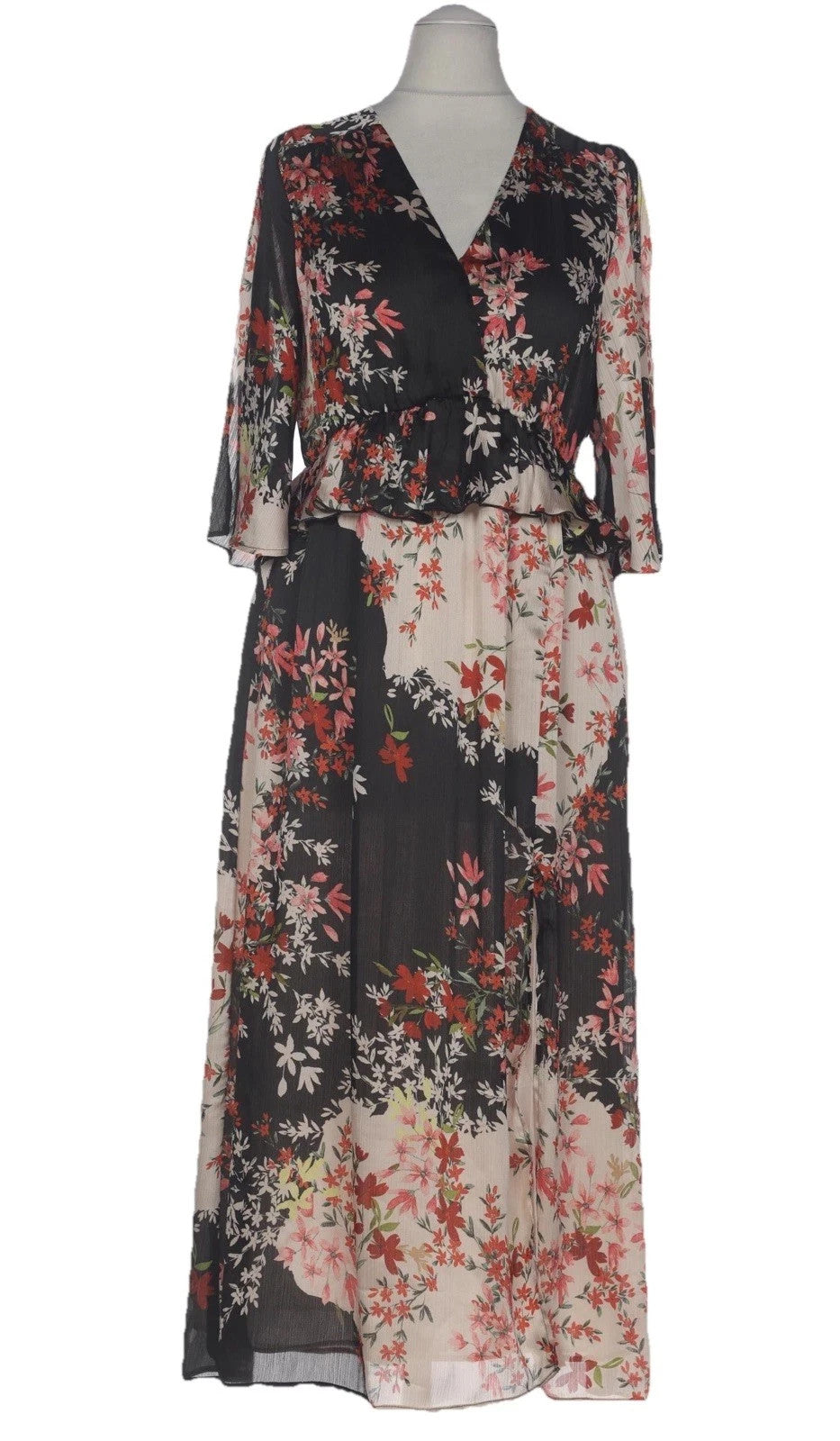 Zara Woman Zw Collection Ruffled Dress Size M Open Slit Elegant