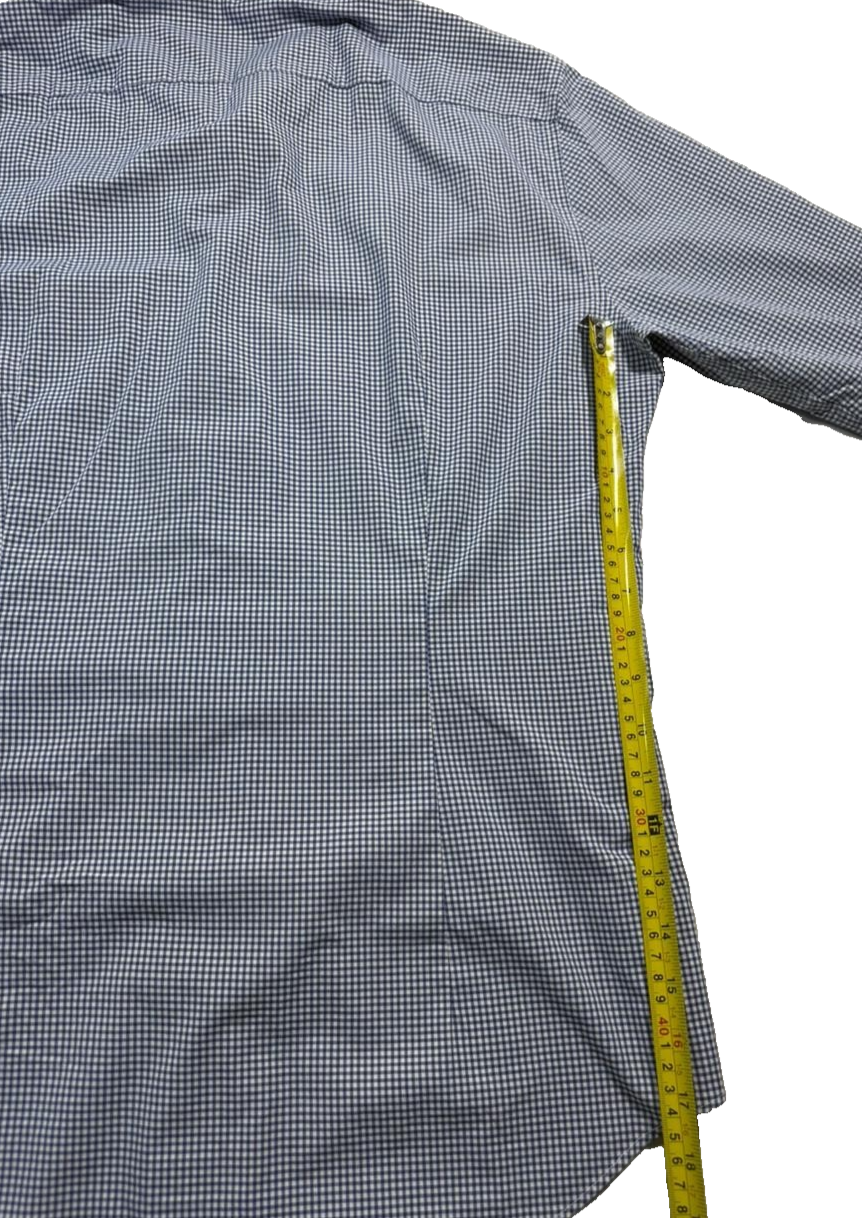 Tommy Hilfiger Men's Blue White Check Dress Shirt Easy Care Size 39