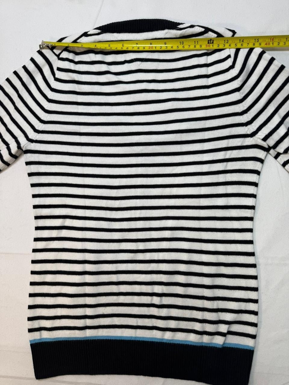 Tommy Hilfiger V-Neck Striped Pullover Sweater Black/White Women's Size L
