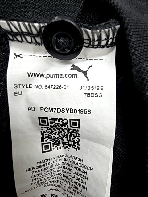 PUMA Black Short Sleeve Polo Shirt Men's L Regular Fit Button