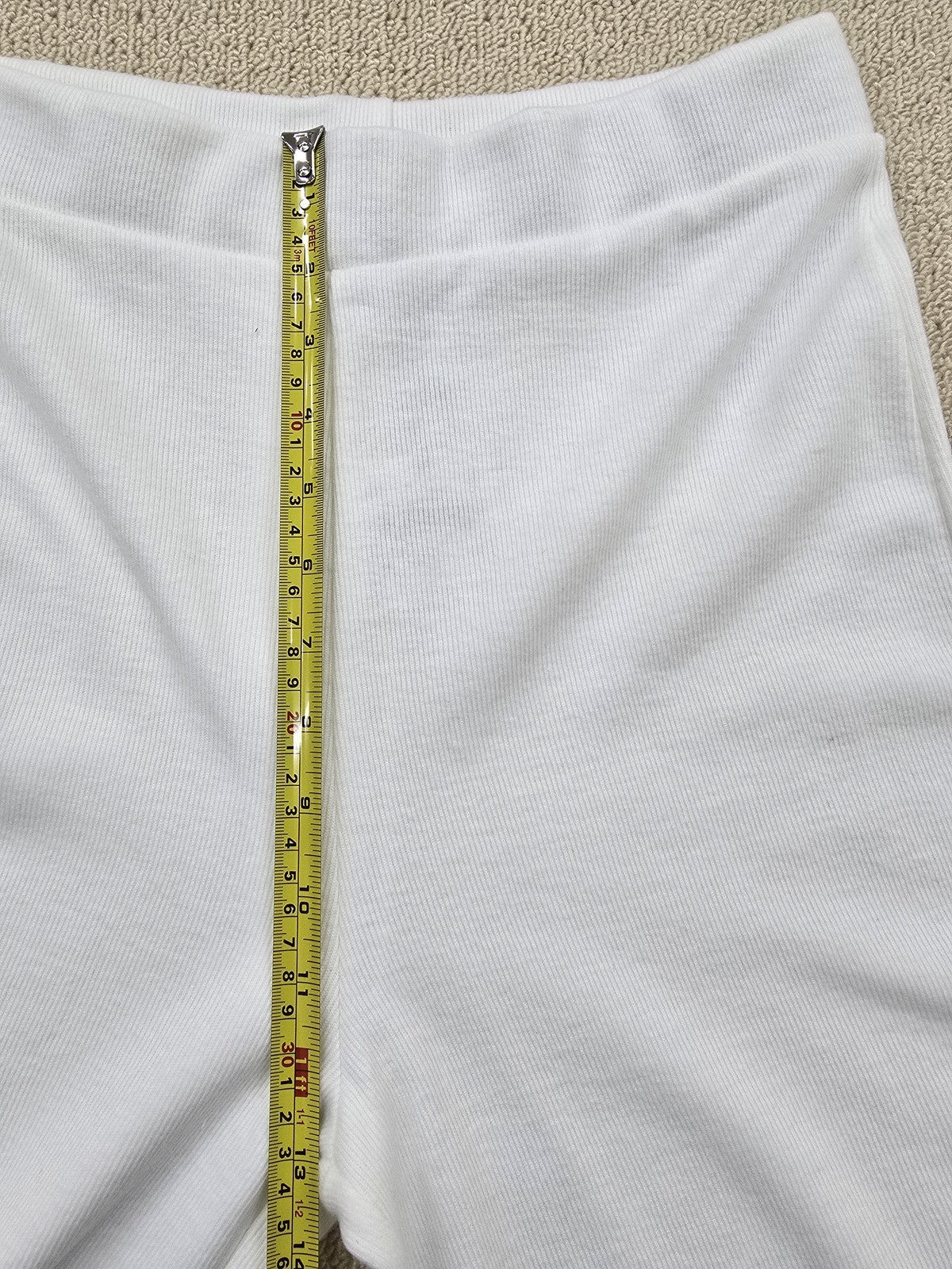 Koton Women's White Wide Leg High Rise Pants M Textured
