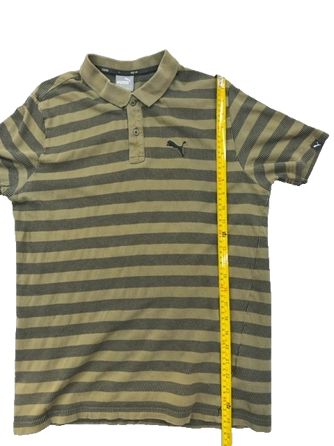 Puma Men's M Short Sleeve Khaki Stripe Polo Shirt