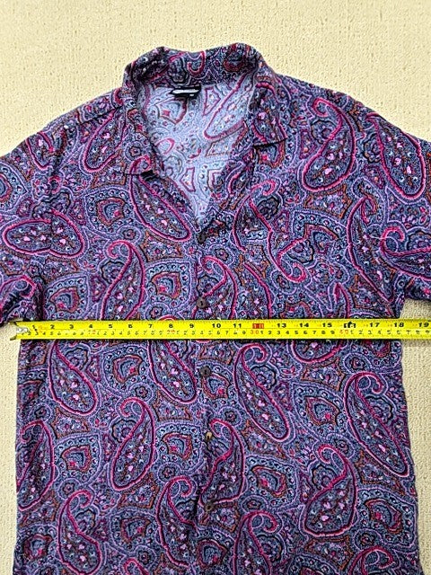 Vintage Shirt149 Men's Purple Paisley Camp Collar Button-Down M Vintage