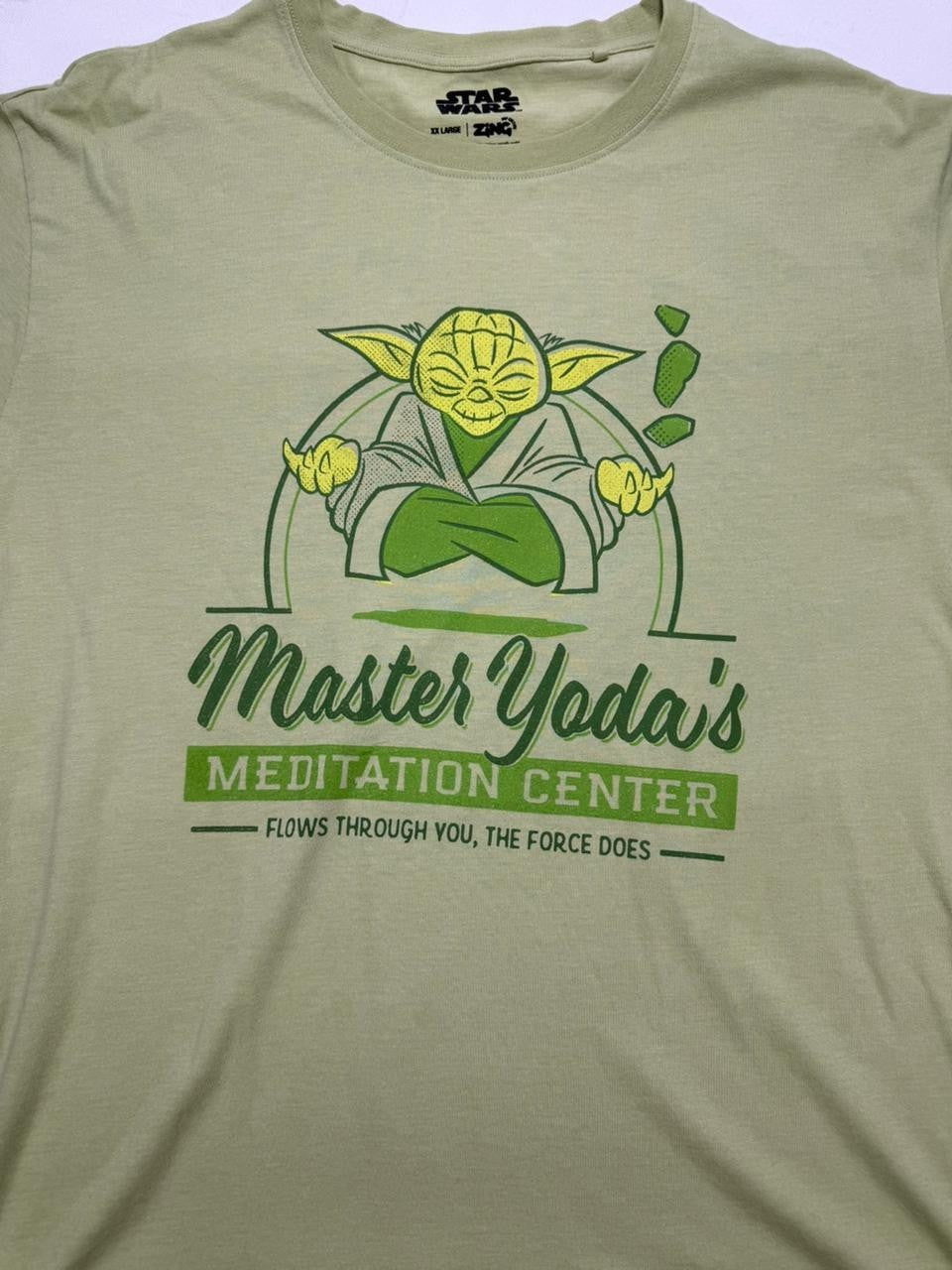 Star Wars Shirt Master Yoda Meditation Center Light Green Short Sleeve XXL