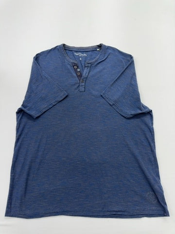 Tom Tailor Mens Blue Henley Polo Long Sleeve Size 3XL Excellent Condition
