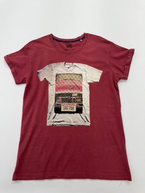 Graphic Tees Boys Maroon Graphic T-Shirt Size L Crew Neck Cotton Jersey