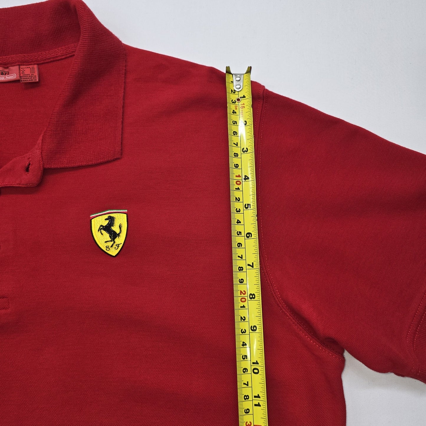 Ferrari Men Red Polo Pique Knit 3XL Button Placket Logo Patch Regular