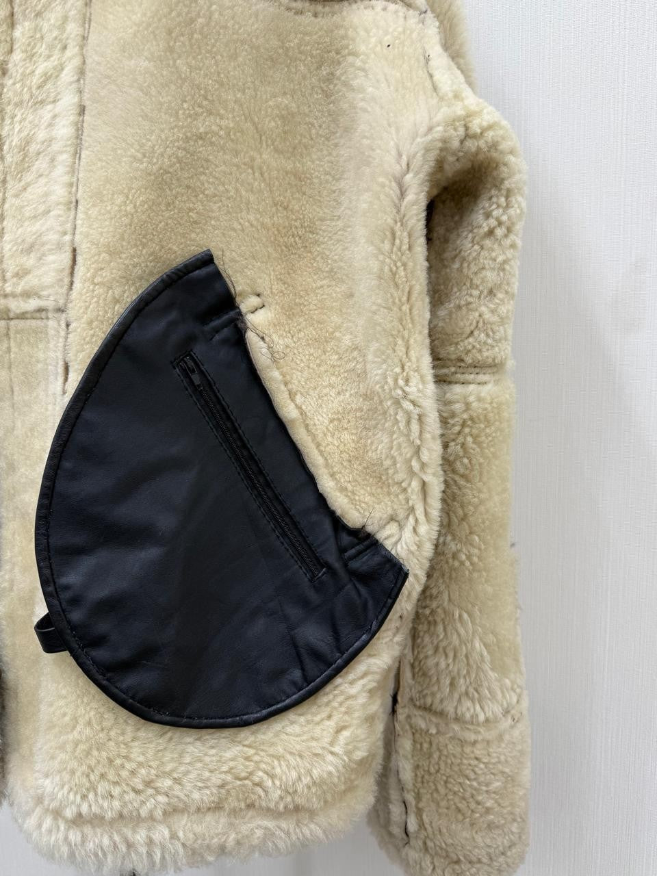 Men's Italian Sheepskin Leather Bomber Jacket Black Premium Soft Fur Asian Size L