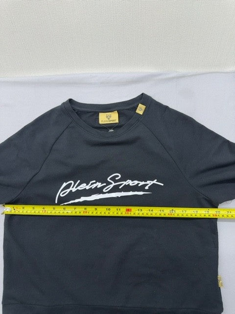 Plein Sport Black Crewneck Sweatshirt Men's S Long Sleeve Cotton Fleece
