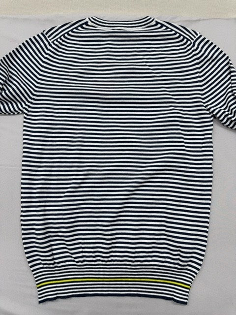 Trussardi Jeans Men's Navy White Striped Crewneck Cotton Sweater L Italy