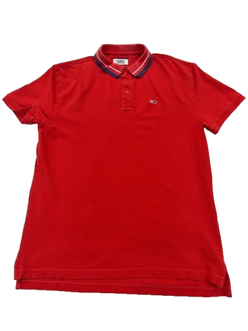 Tommy Jeans Men's Red Polo Shirt M Short Sleeve Cotton Logo