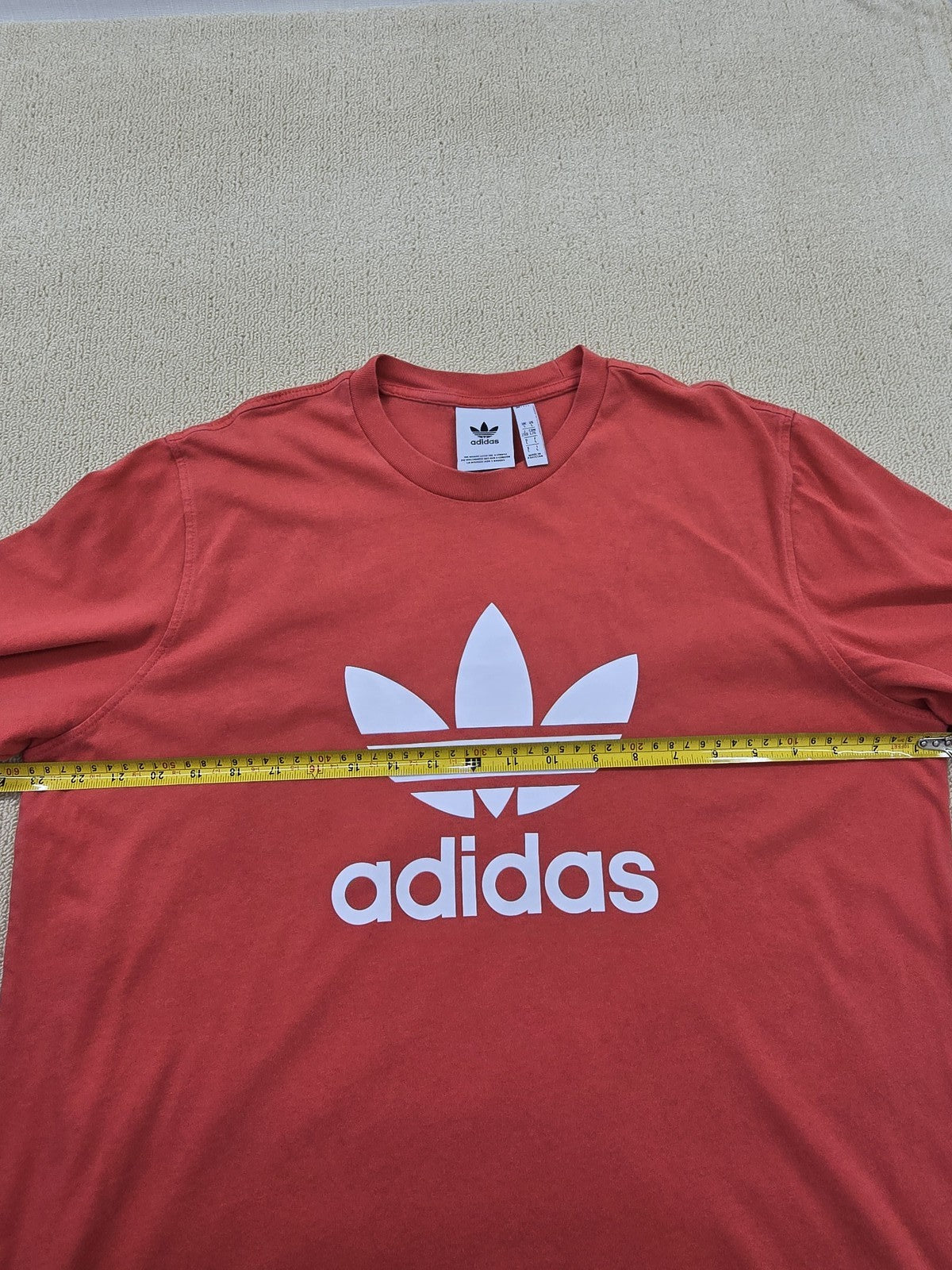 Adidas Men's Red T-Shirt Large Cotton Crew Neck 3 Stripes