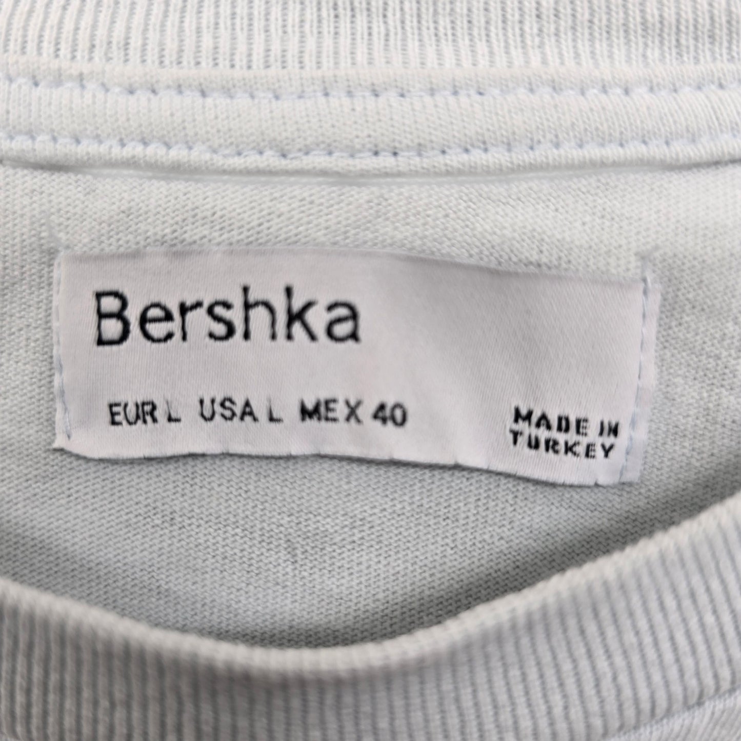 Bershka Men's Light Blue Anime Graphic T-Shirt Size L