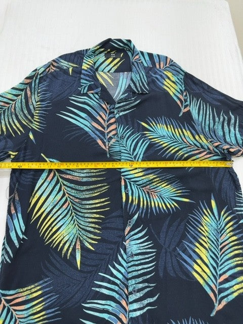 C&A Men's Navy Tropical Palms Slim Fit Shirt XXL