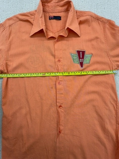 Diesel Men's Orange Short Sleeve Button-Down Shirt Size M Regular
