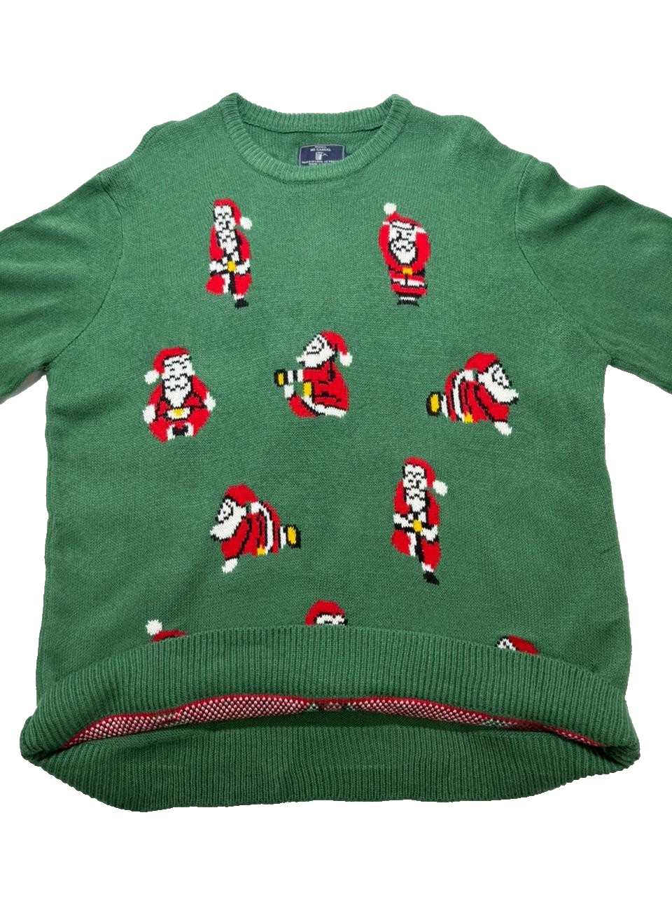 Original Mo Casual Wear Christmas Sweater Green Long Sleeve Pullover Size 2Xl