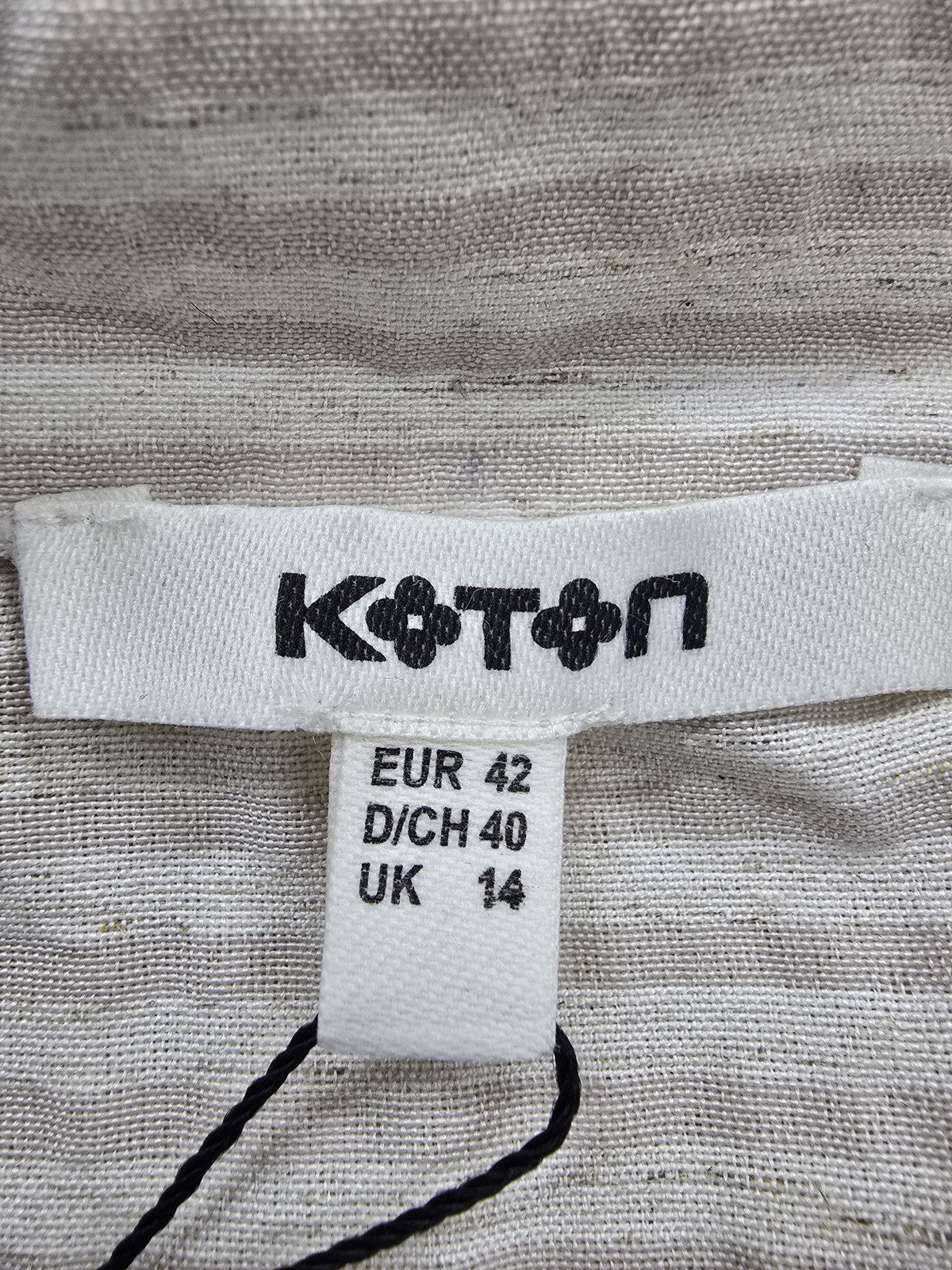Koton Women's Beige Striped Short Sleeve Linen Shirt Regular Fit