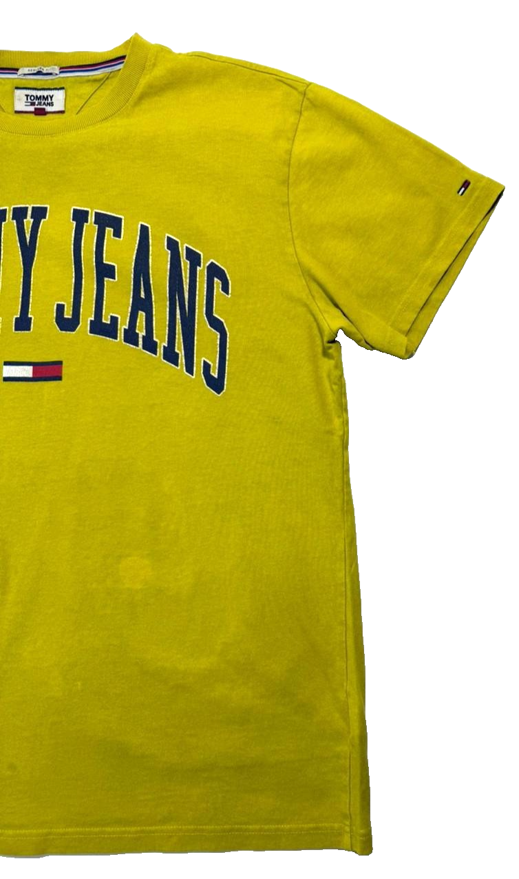 Tommy Hilfiger Tommy Jeans Big Logo Streetwear Yellow Tee - Size XL