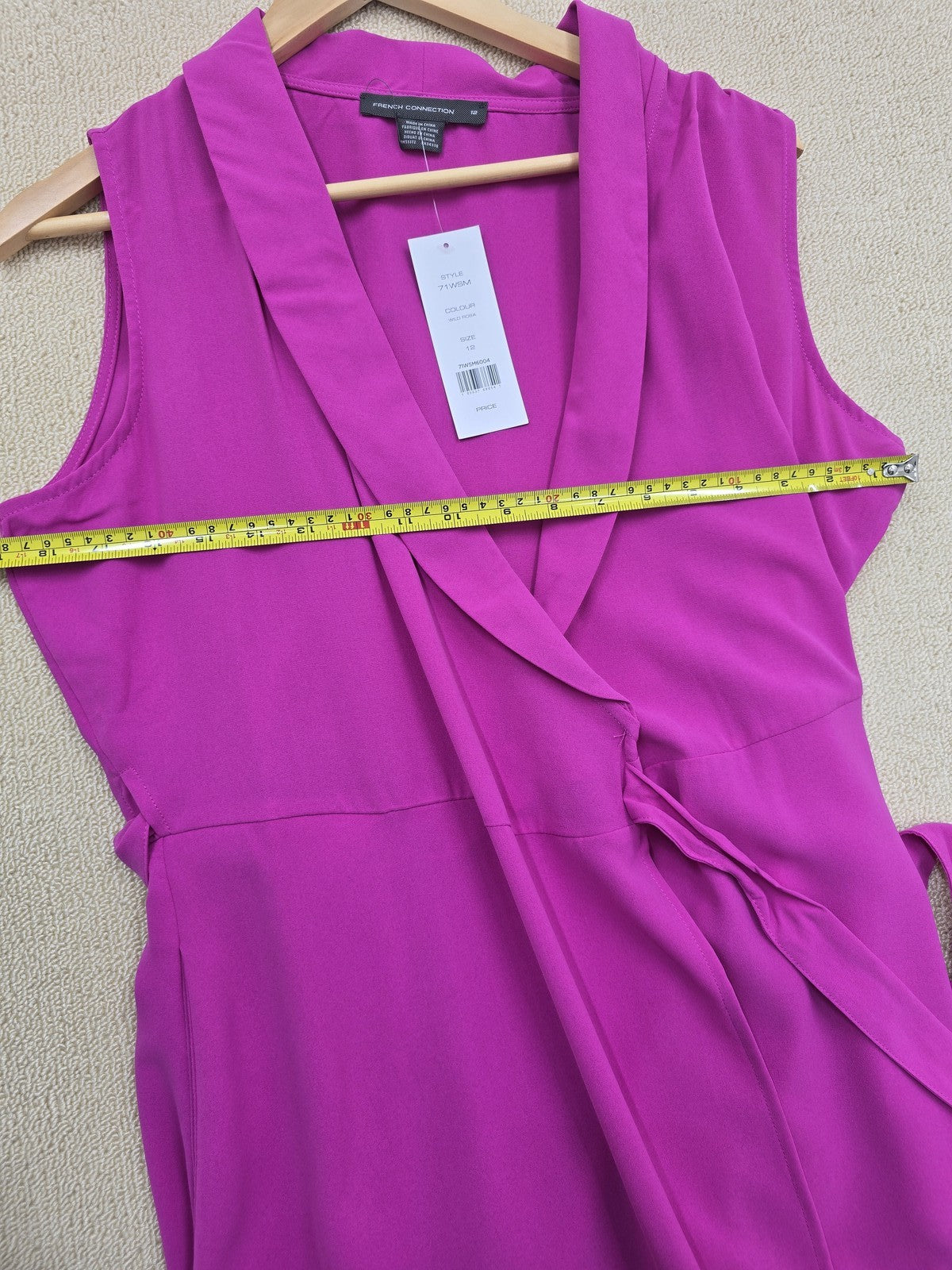 French Connection Magenta Midi Wrap Dress Size 12 Sleeveless