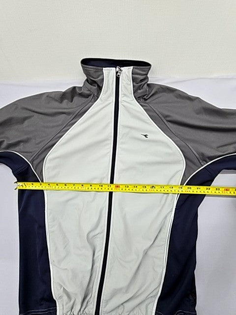 Diadora Men's Track Jacket Legacy L White Grey Navy Vintage