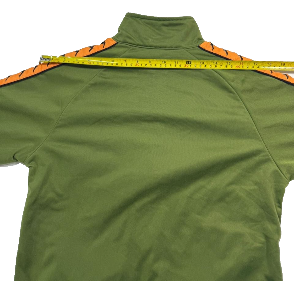 Kappa 222 Banda Anniston Slim Track Jacket In Green With Orange - Size M