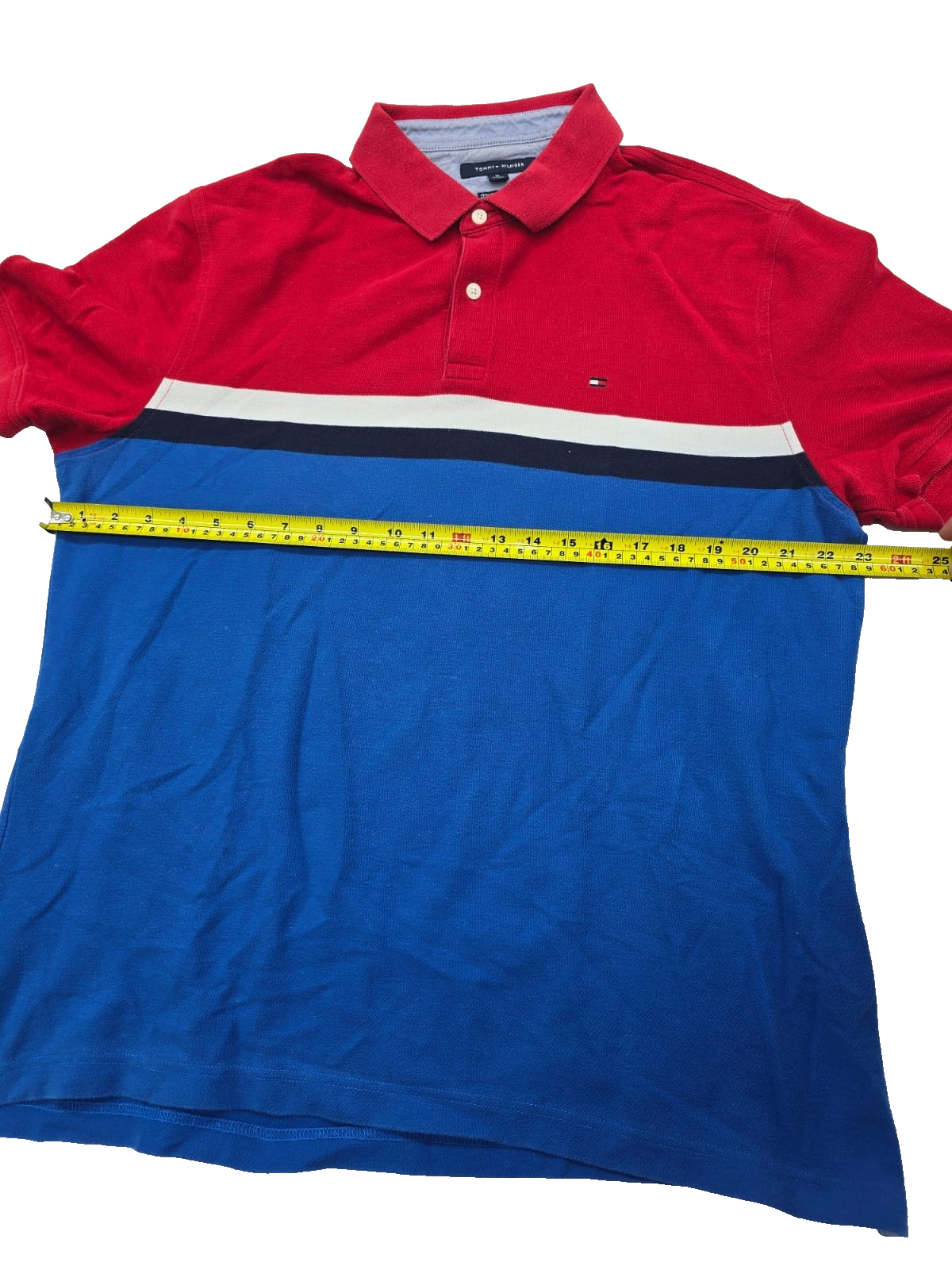 Tommy Hilfiger Men's Colorblock Polo Shirt Red Blue White Size XL
