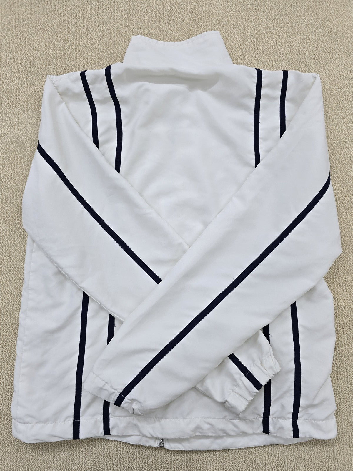 Fila White Striped Track Jacket S Unisex Activewear Polyester