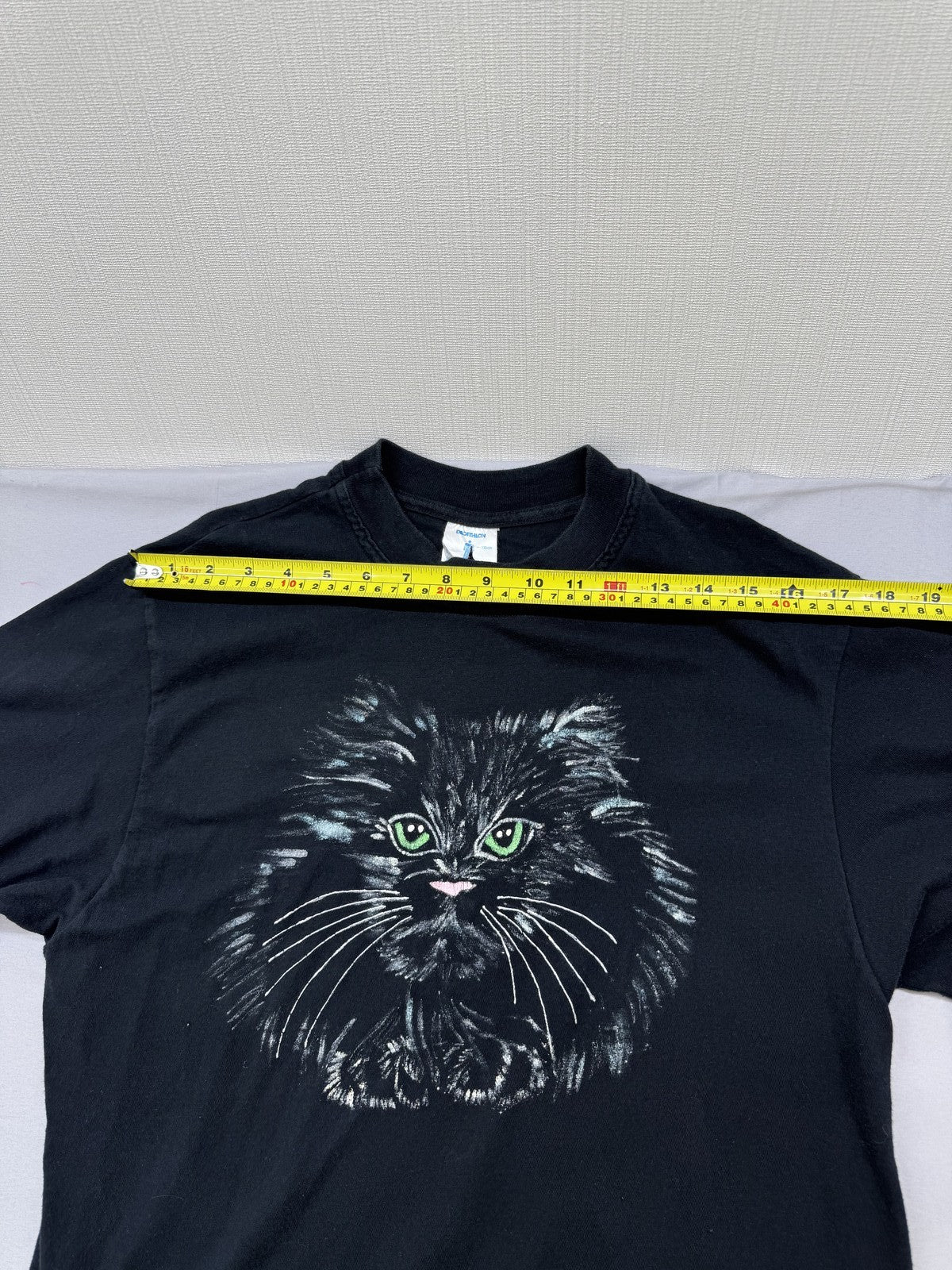 Decathlon Black Cat Graphic Print Cotton T-Shirt Size L
