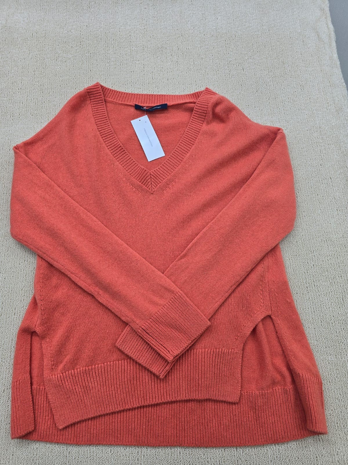 French Connection Coral V-Neck Wool Blend Sweater M