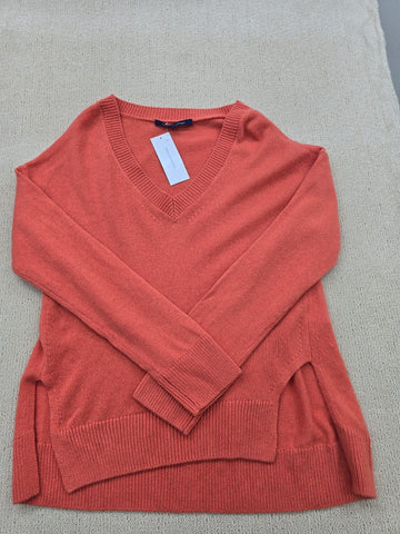 French Connection Coral V-Neck Wool Blend Sweater M
