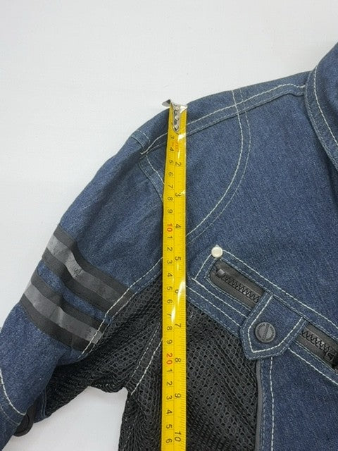 Komine Men Blue Denim Riding Jacket Size S CE Mesh Lining Zipper