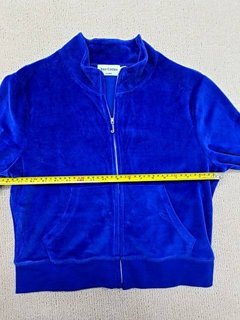 Juicy Couture Blue Velour Track Jacket Size L Signature Zipper