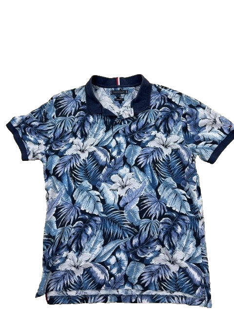 Tommy Hilfiger Men's Blue Polo Shirt – Size L, Short Sleeve, Cotton – Ref 933BC