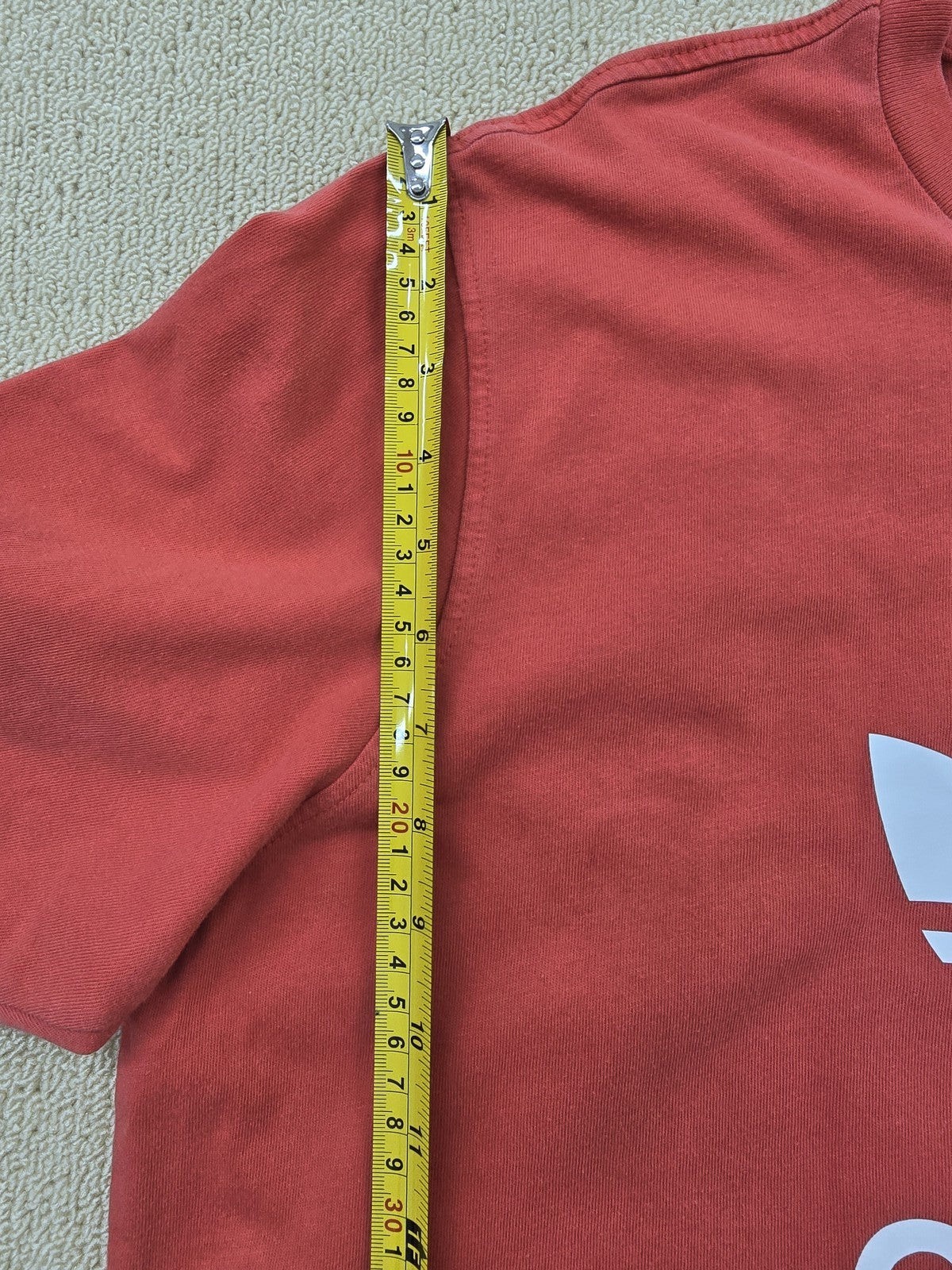 Adidas Men's Red T-Shirt Large Cotton Crew Neck 3 Stripes