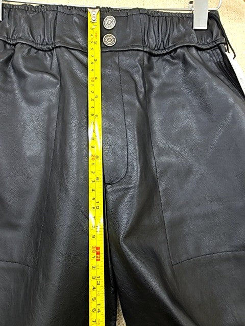 Reiko Rome Shine Black Baggy Pants Women M Elastic Waist Drawstring