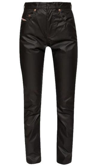 Diesel Womens Trousers Black Coated Cotton Regular Fit Size 27