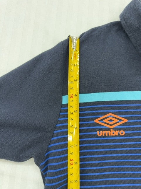 Umbro Men's Navy Blue Striped Polo Shirt Size S Cotton