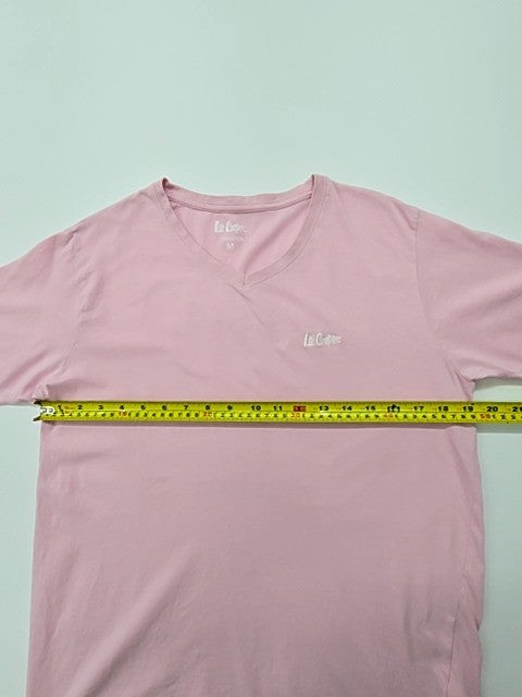 Le Couper Men Pink V-Neck Logo T-Shirt Size M Regular 100% Cotton