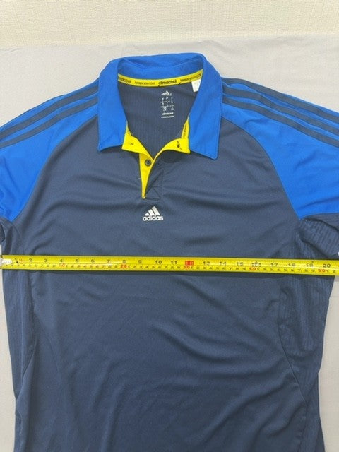Adidas Climacool Colorblock Polo Shirt L Navy Blue Yellow Trim